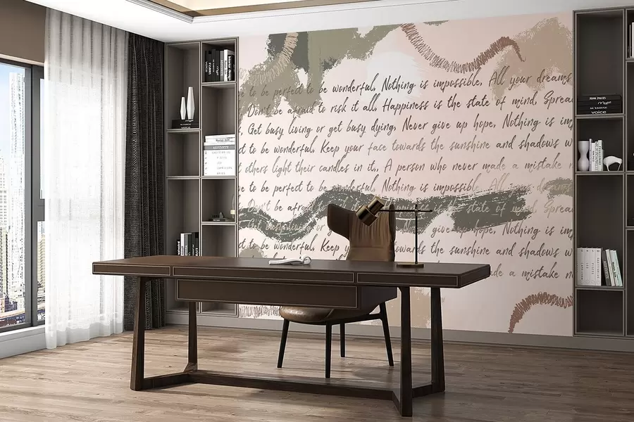 carta da parati Design con citazioni ispirazionali, astrazione, colori naturali nr. w03909