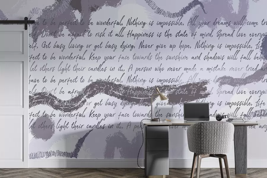 carta da parati Design con citazioni ispirazionali, astrazione, colori viola nr. w03909v2