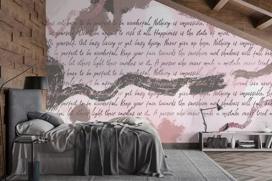 carta da parati Design con citazioni ispirazionali, astrazione, colori rosa nr. w03909v3