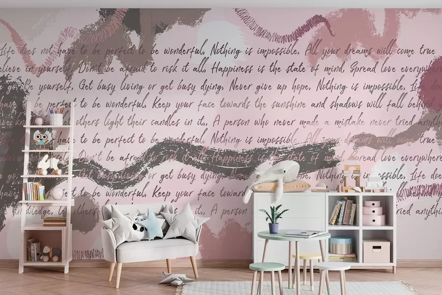 carta da parati Design con citazioni ispirazionali, astrazione, colori rosa nr. w03909v3