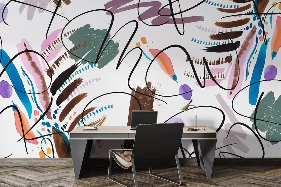 carta da parati Lettere d'inchiostro, calligrafia, pennellate, colori vivaci, astrazione nr. w03912