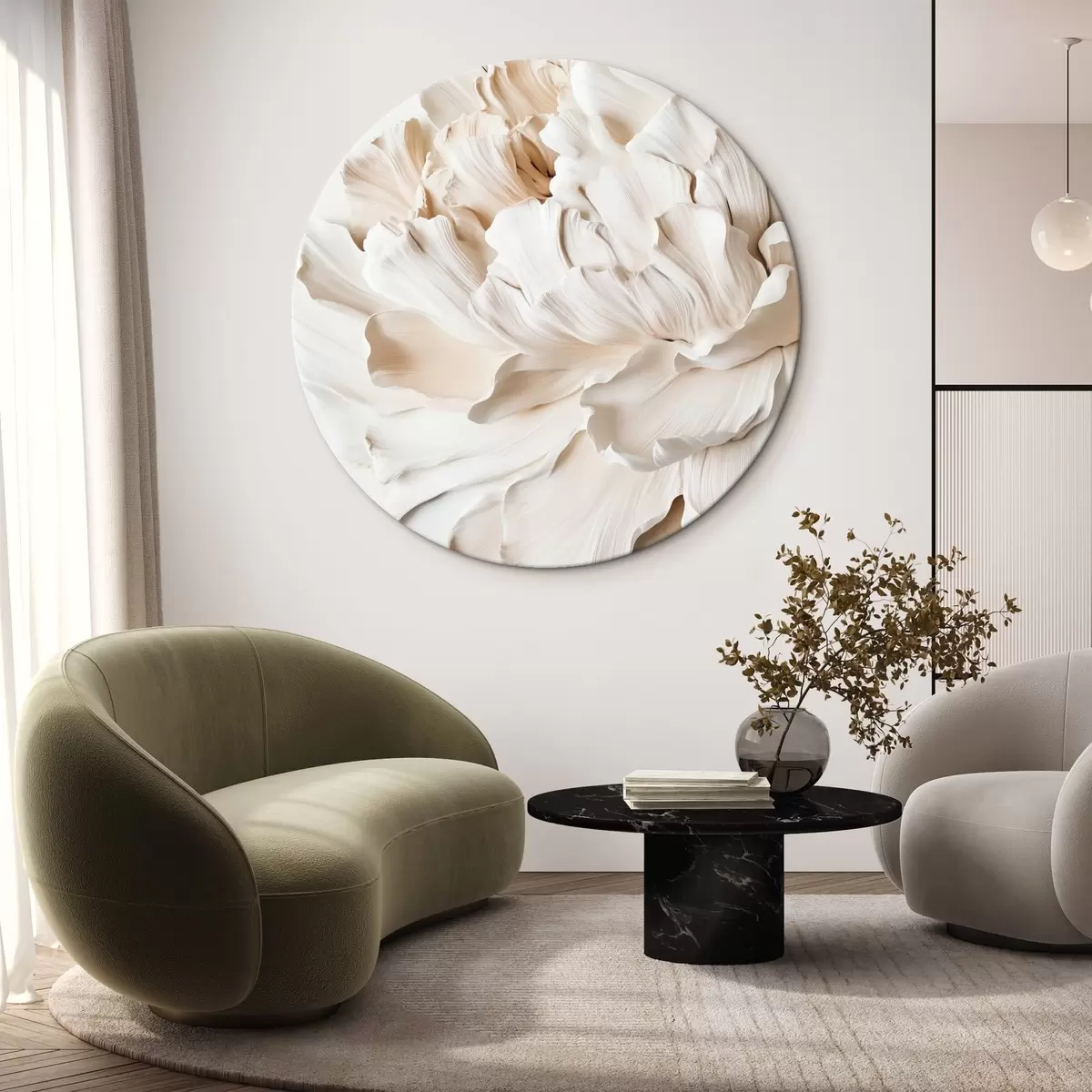 Quadri rotondi Fiore grande beige r44316