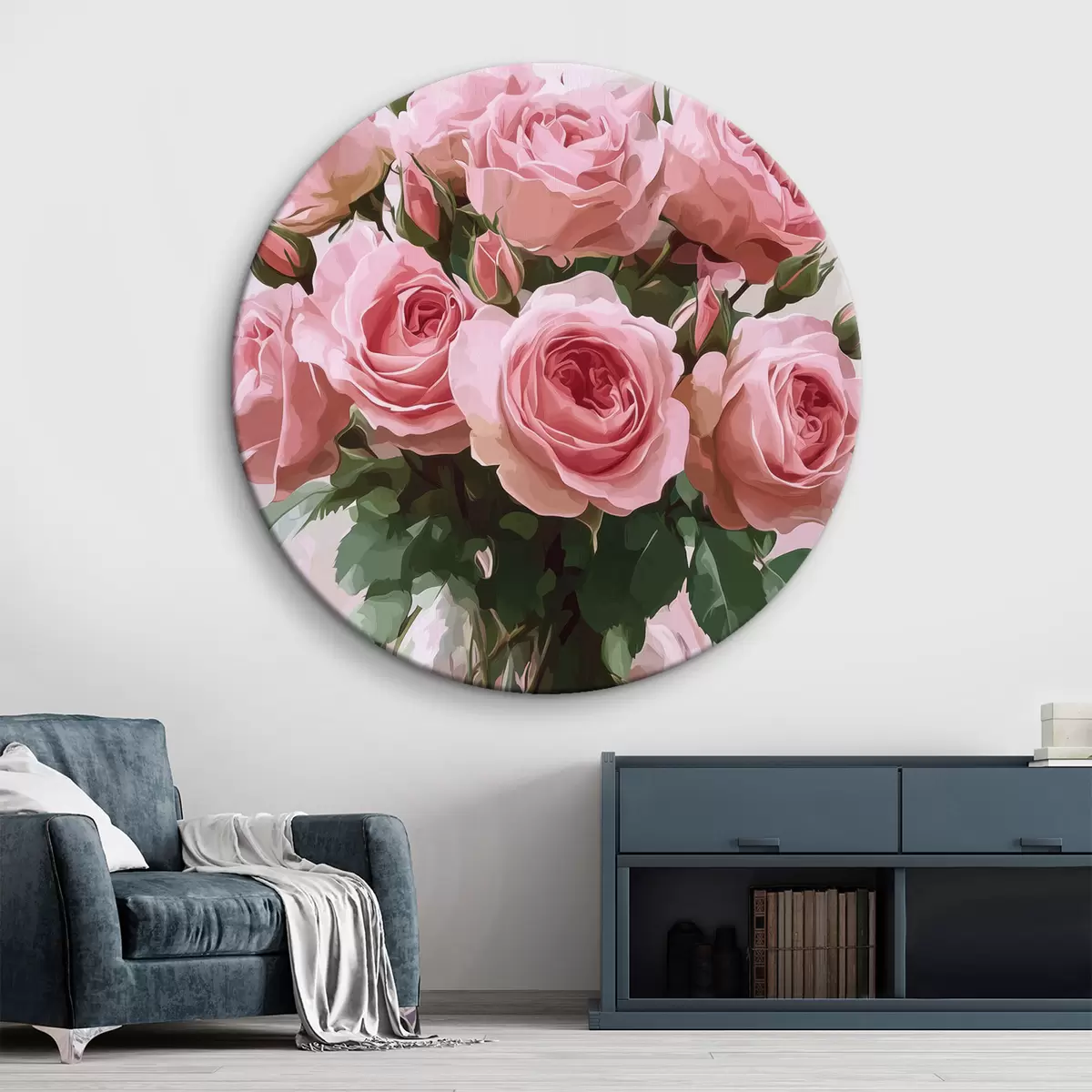 Quadri rotondi Bouquet di fiori rosa r44321