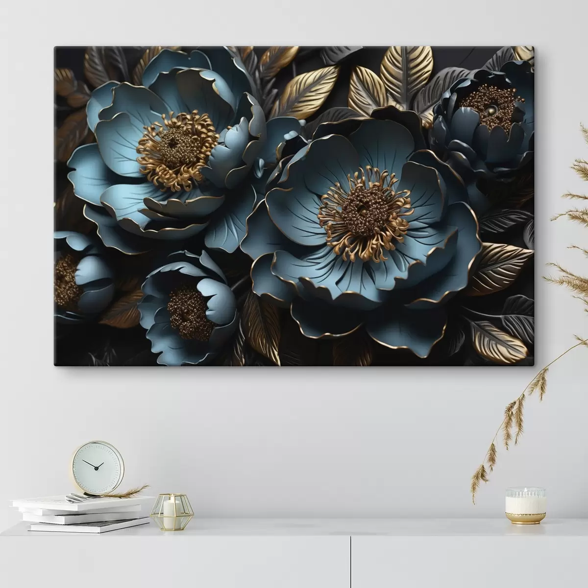 carta da parati Grandi fiori blu nr. s44370