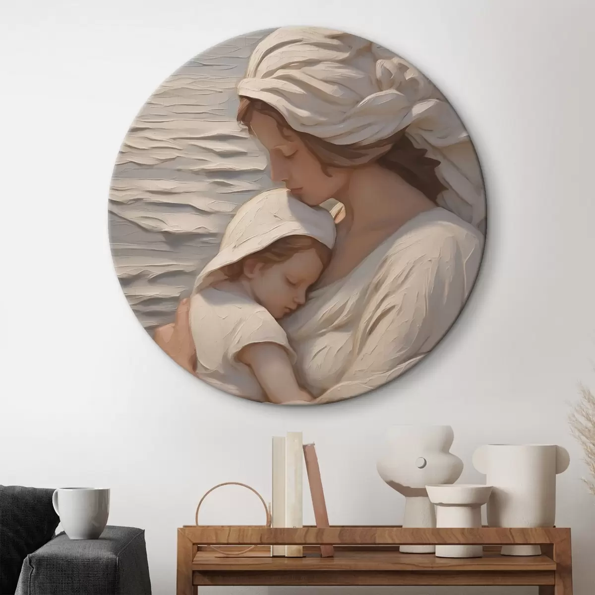 Quadri rotondi Donna con bambino r44371