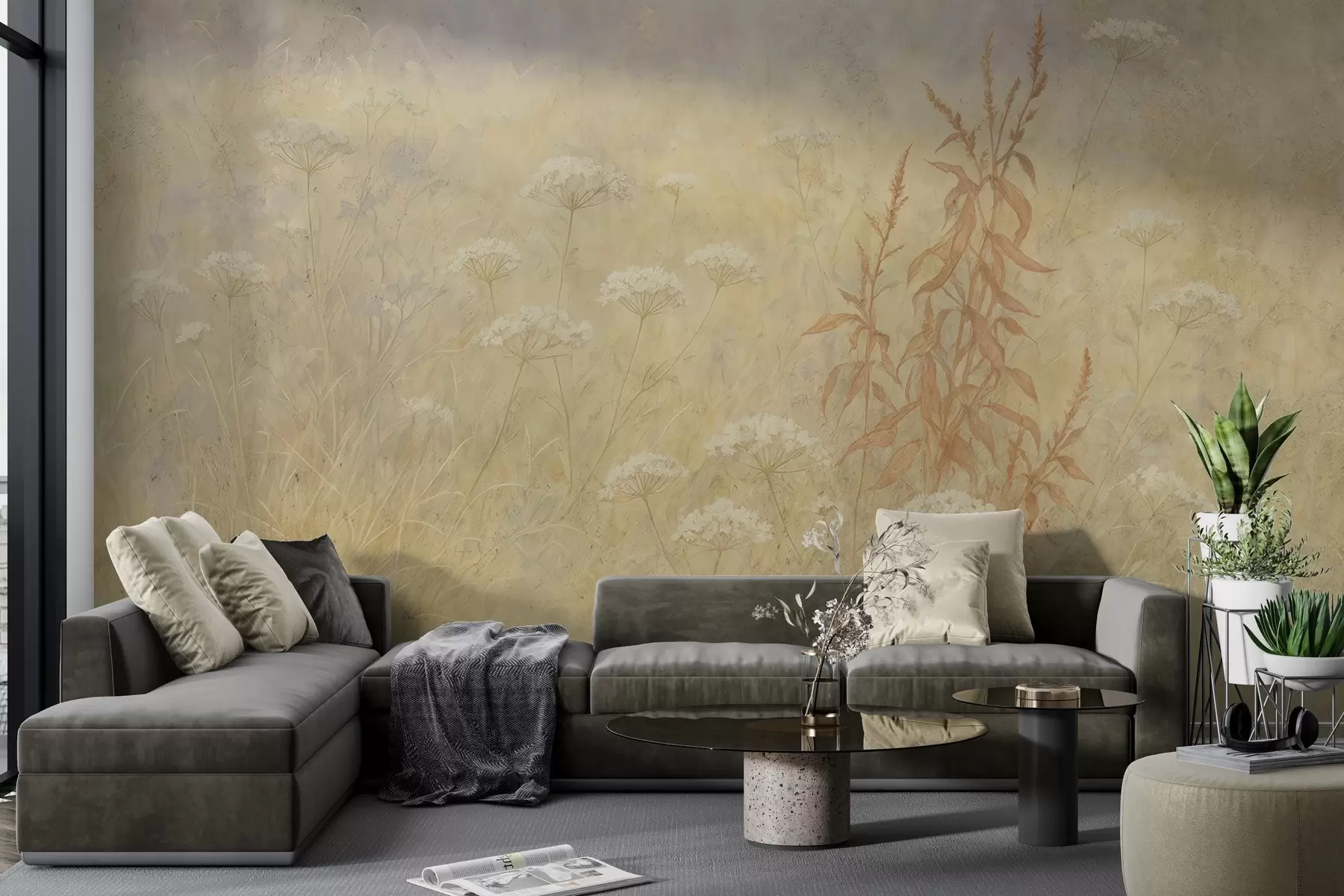 Carta da parati nature Campo acquerellato 