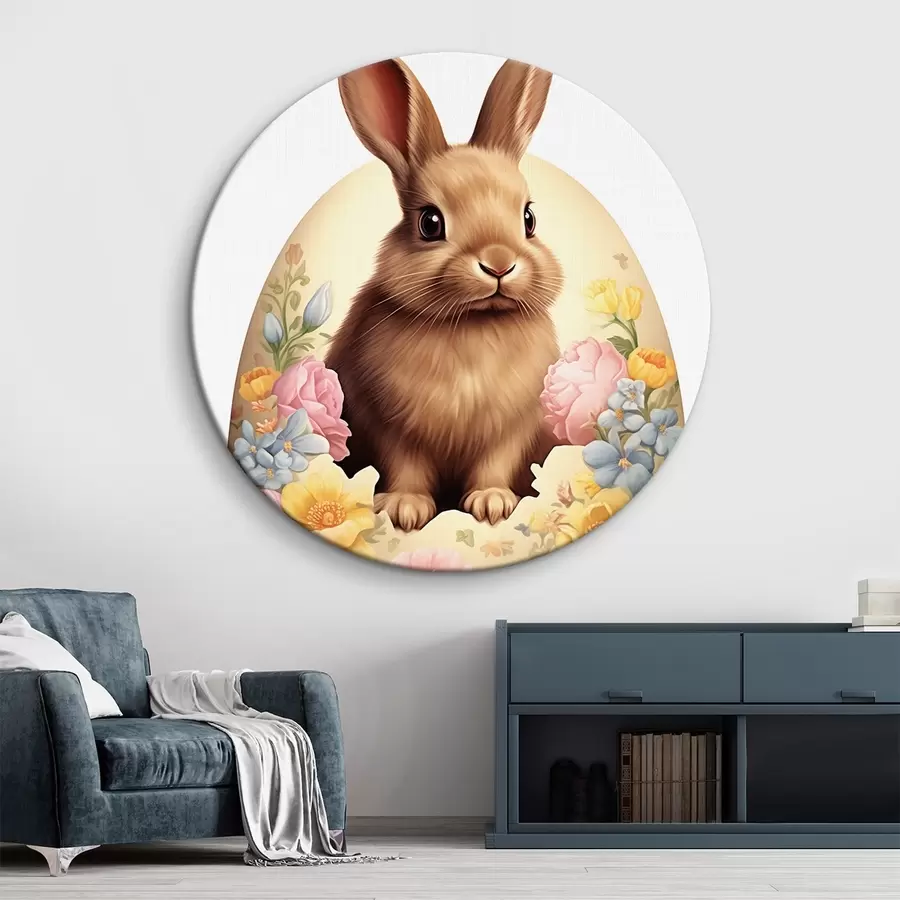 carta da parati Coniglio in fiori acquerellati nr. r44383
