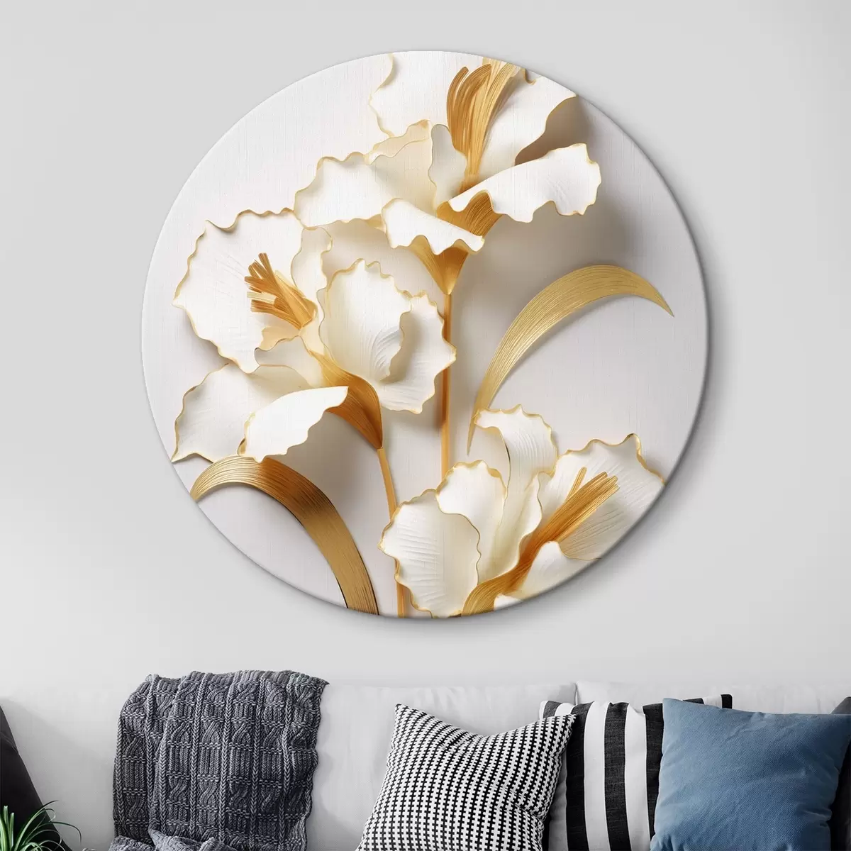 Quadri rotondi Bouquet di splendidi fiori su uno sfondo chiaro r44389