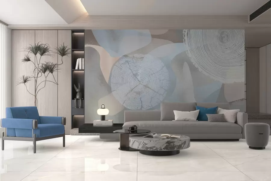 Carta da parati Effetto Legno forme astratte moderne e anelli annuali degli alberi  n. w03769