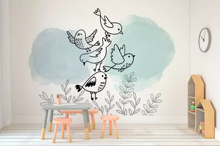 Carta da parati nature Uccelli tra i rami 