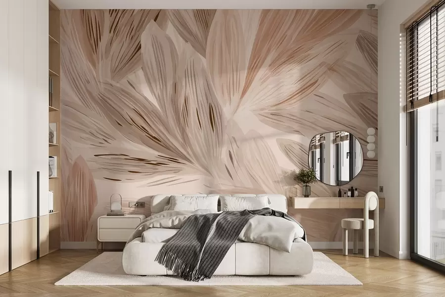 carta da parati Piante beige, leggera astrazione in stile acquerello nr. w09127