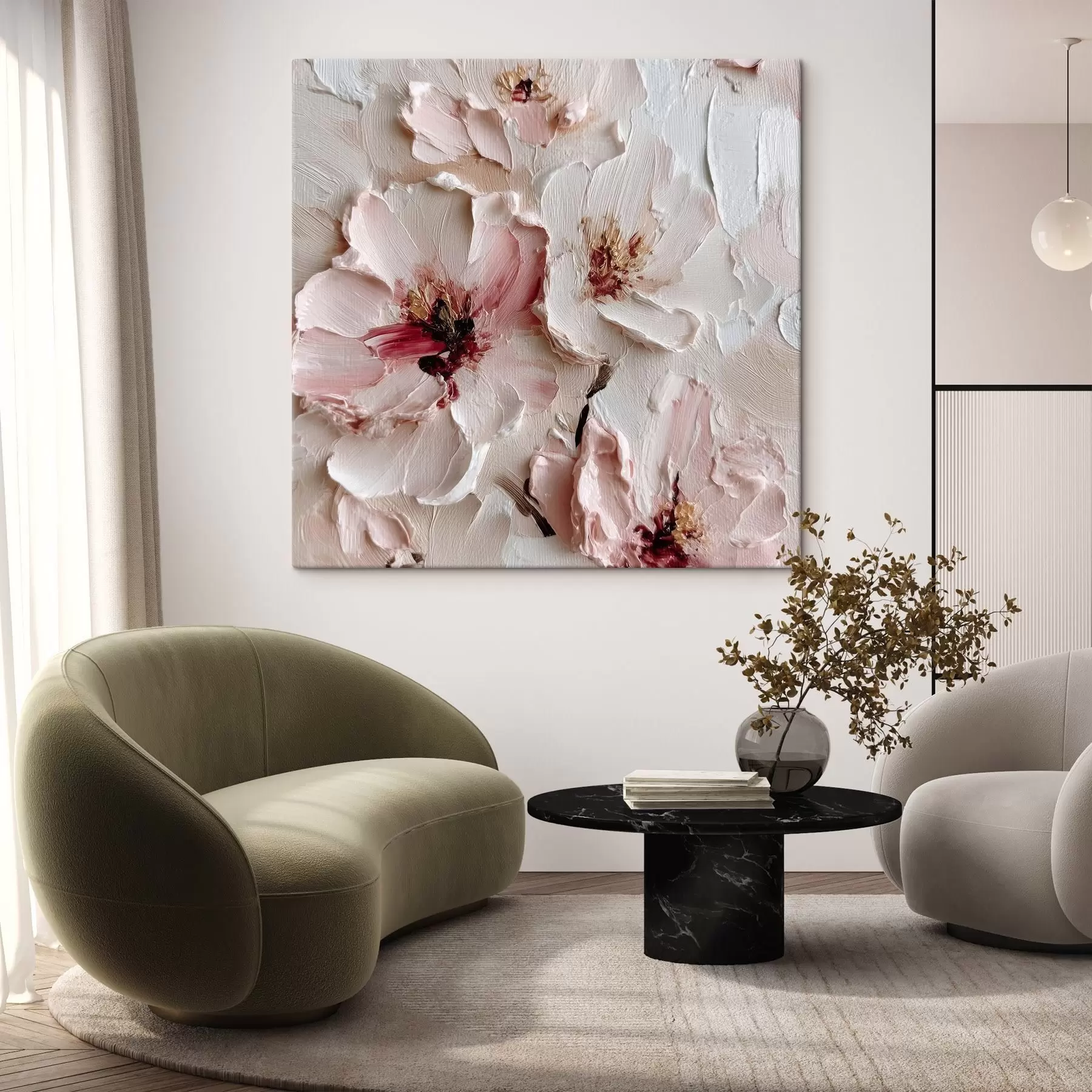 carta da parati Fiori con imitazione in stile impasto a tratti bianchi e rosa nr. s44333