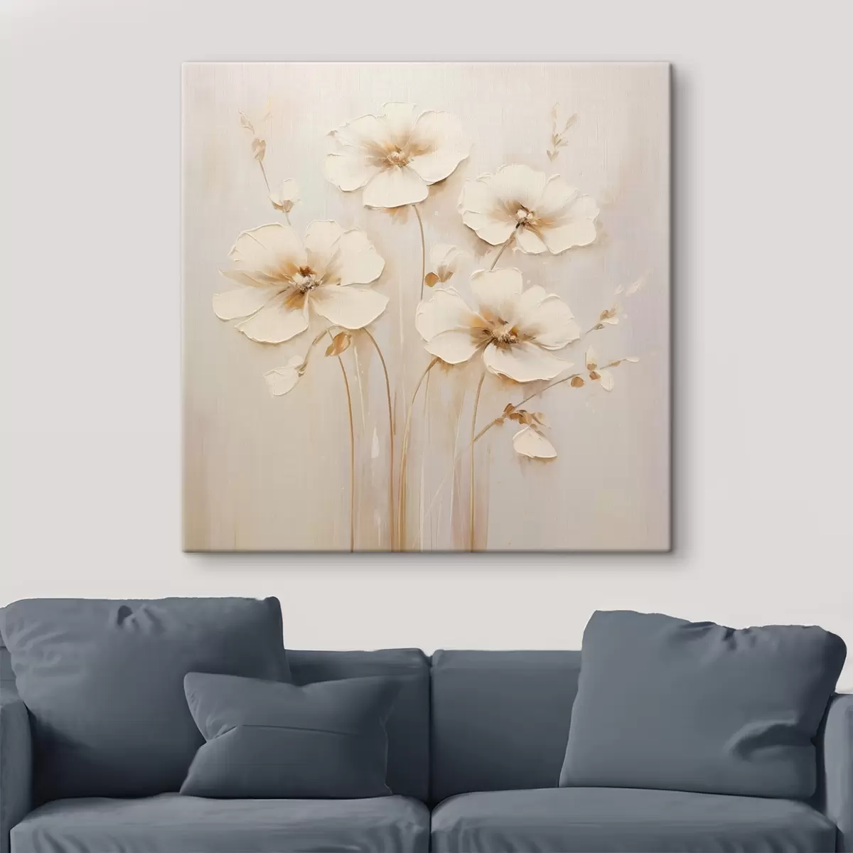 carta da parati Fiori beige con petali voluminosi in tonalità pastello nr. s44337