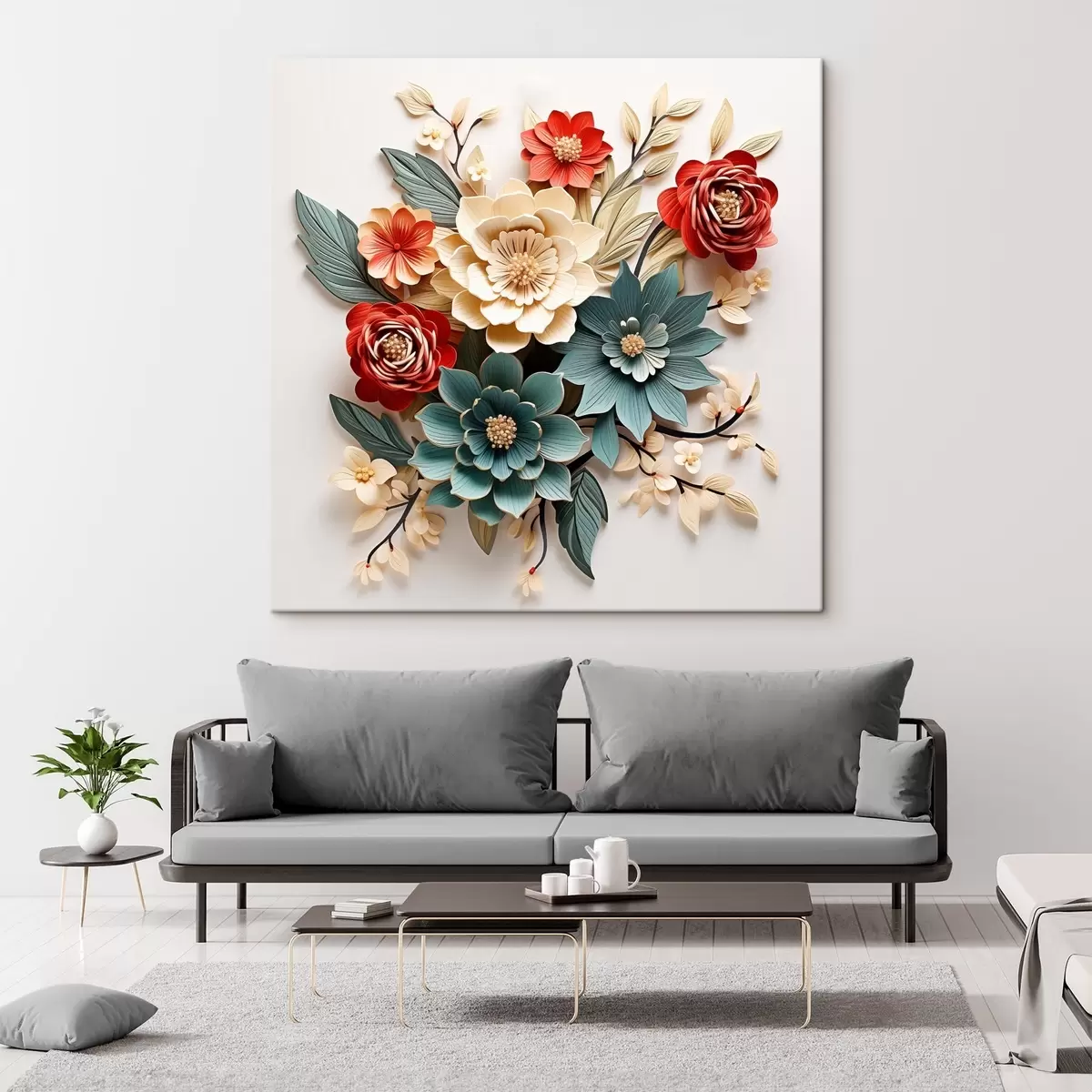 carta da parati Composizione floreale 3D luminosa e voluminosa nr. s44338