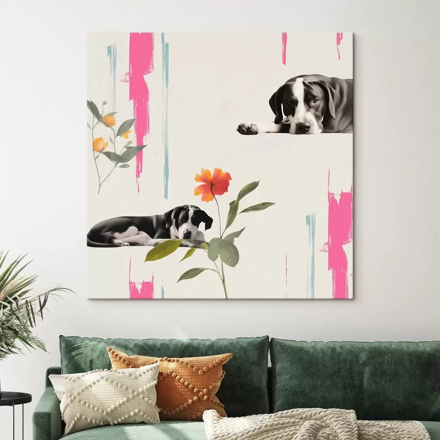 carta da parati Alano bianco e nero con occhi tristi nr. s44339