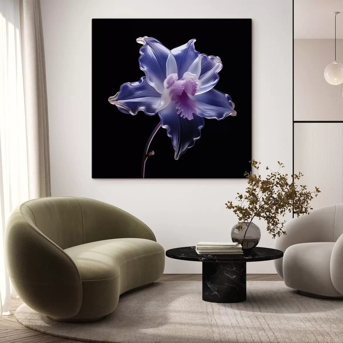 carta da parati Petali traslucidi con venature su sfondo nero nr. s44347