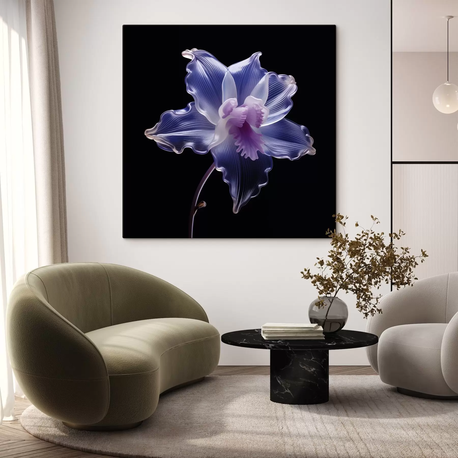 carta da parati Petali traslucidi con venature su sfondo nero nr. s44347