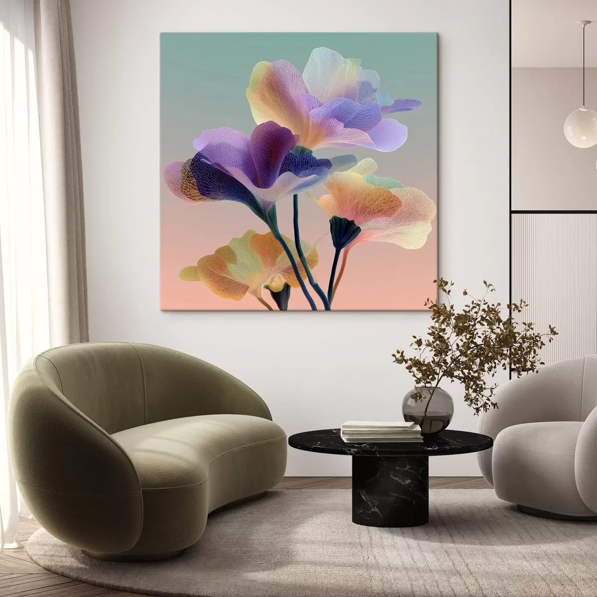 carta da parati -Fiori traslucidi con delicate venature nr. s44350