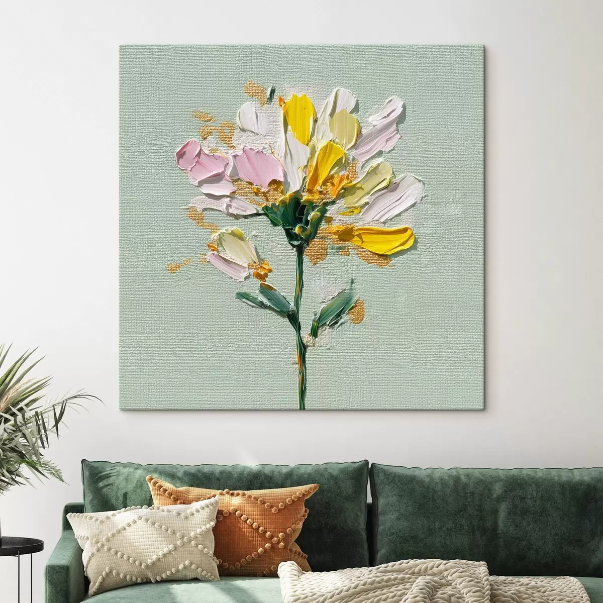 carta da parati Bouquet solare su sfondo menta nr. s44354