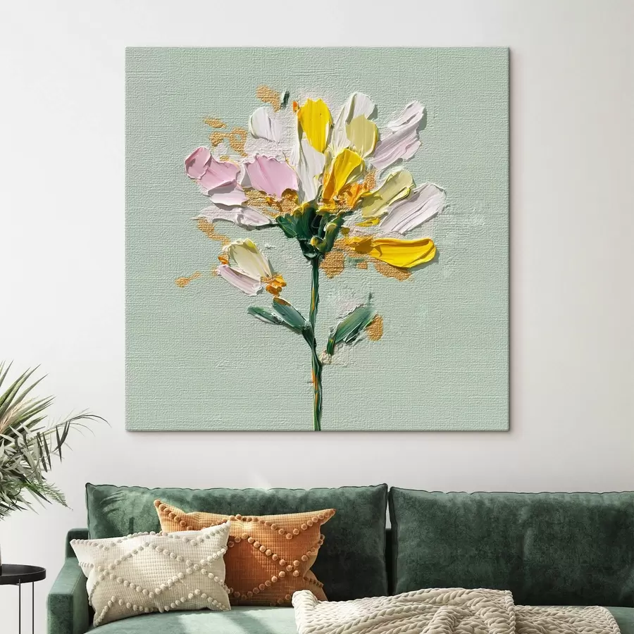 carta da parati Bouquet solare su sfondo menta nr. s44354