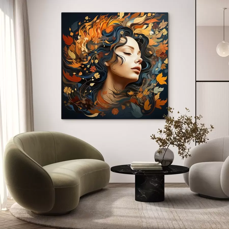 carta da parati La ragazza e le foglie che cadono nr. s44358