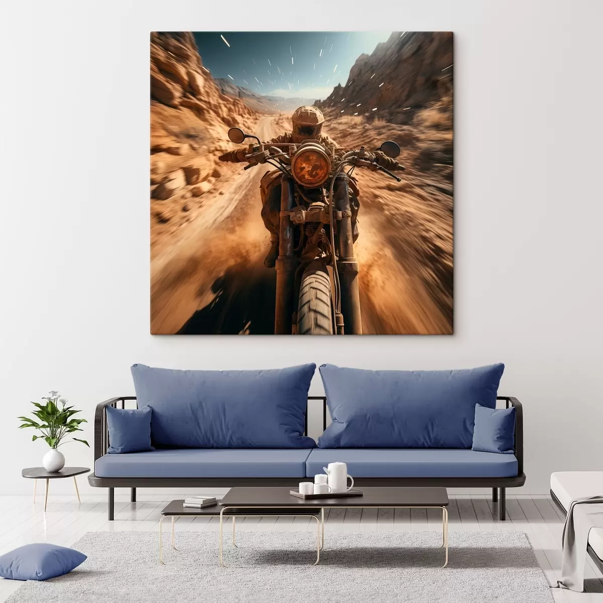 carta da parati Motociclista che sfreccia su una strada deserta nr. s44361