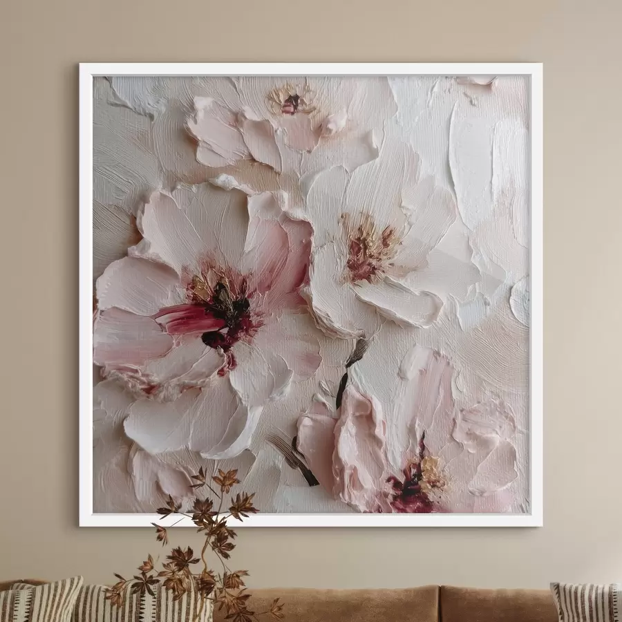 carta da parati Fiori con imitazione in stile impasto a tratti bianchi e rosa nr. f44333