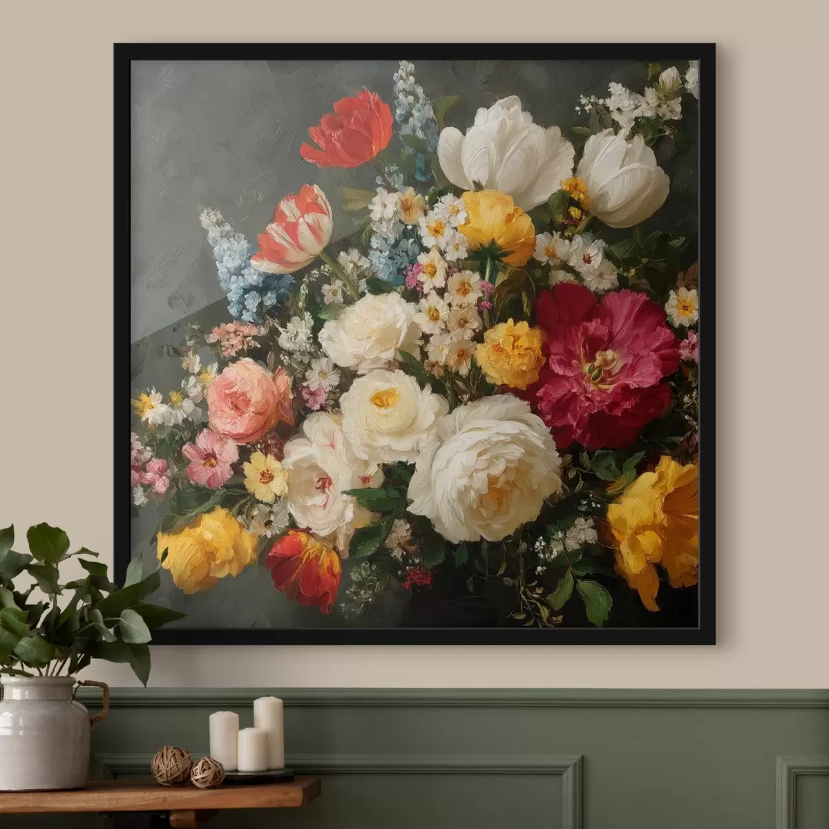 Poster Bouquet di fiori diversi con tonalità ricche f44334