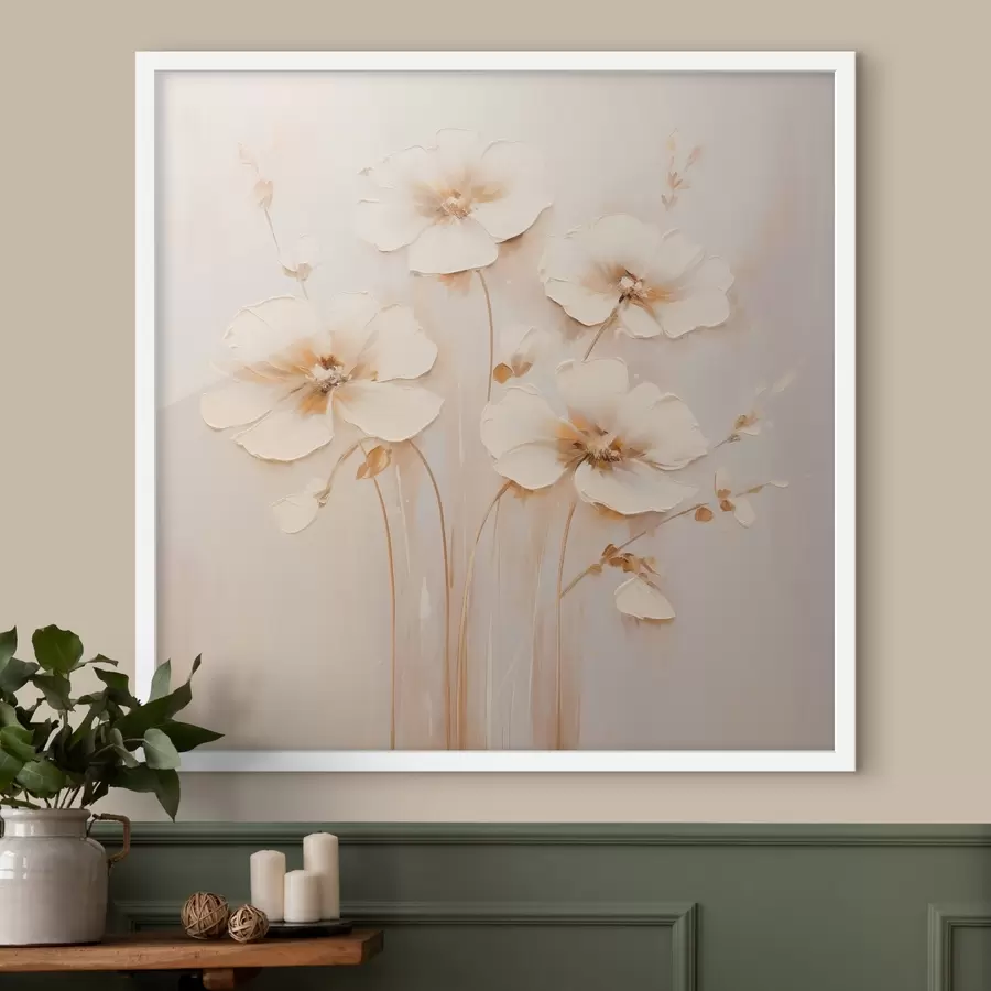 carta da parati Fiori beige con petali voluminosi in tonalità pastello nr. f44337