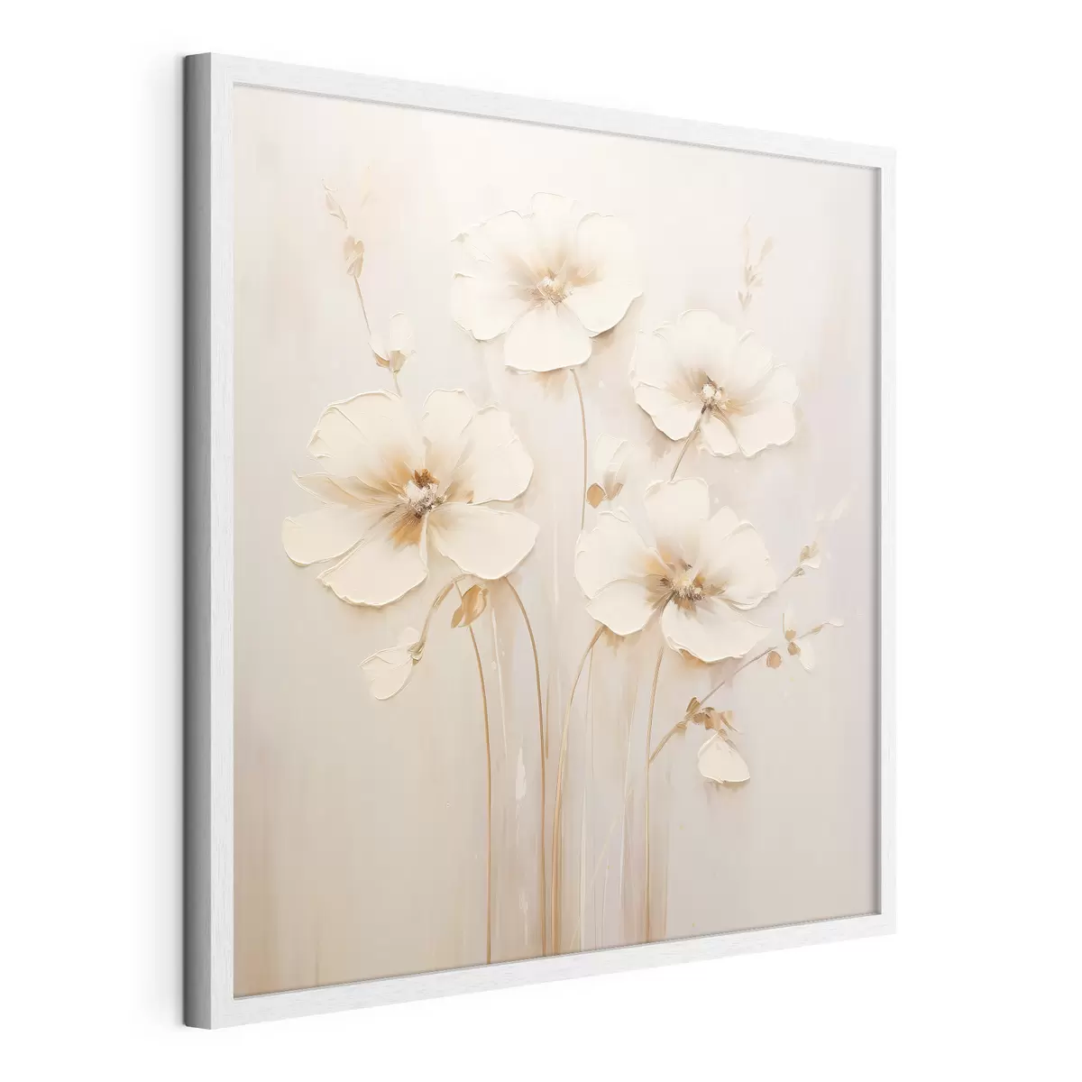 Poster Fiori beige con petali voluminosi in tonalità pastello f44337
