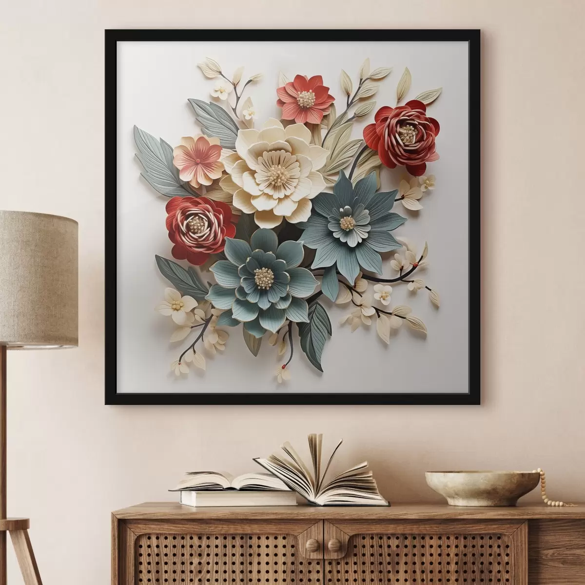 Poster Composizione floreale 3D luminosa e voluminosa f44338