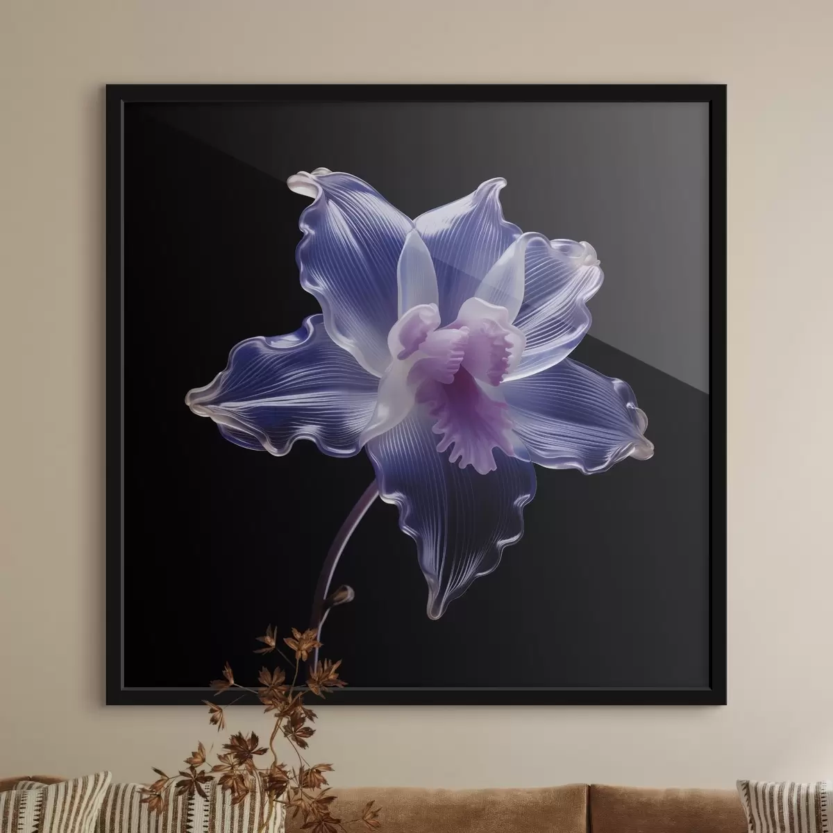 Poster Petali traslucidi con venature su sfondo nero f44347