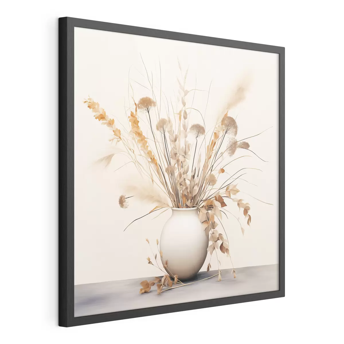 Poster Composizione di erbe e fiori secchi in un vaso bianco f44348