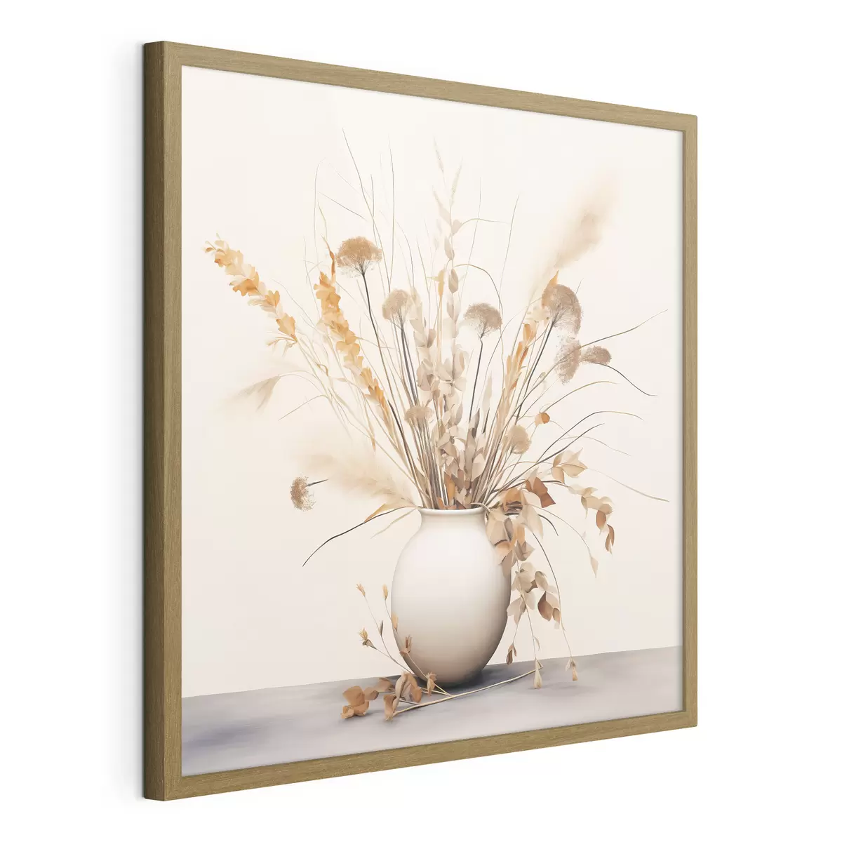 Poster Composizione di erbe e fiori secchi in un vaso bianco f44348