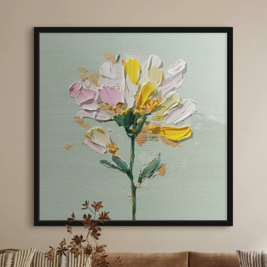 carta da parati Bouquet solare su sfondo menta nr. f44354