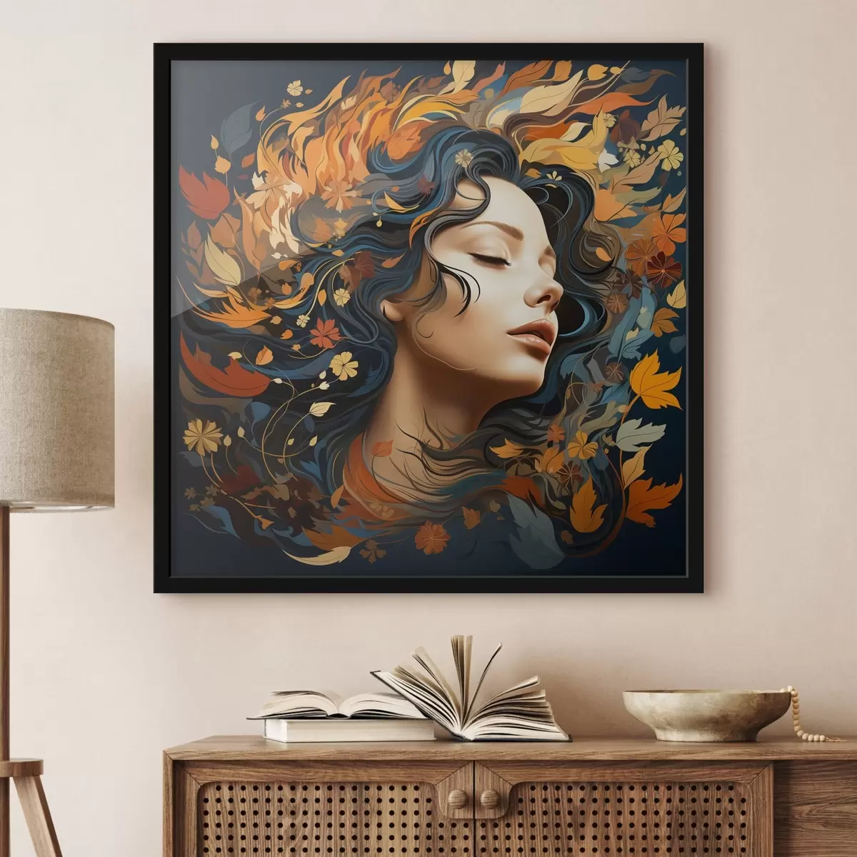 Poster La ragazza e le foglie che cadono f44358