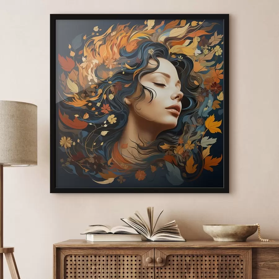 carta da parati La ragazza e le foglie che cadono nr. f44358