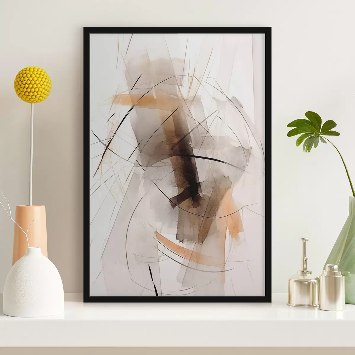 Poster Astrazione di linee e macchie f44423