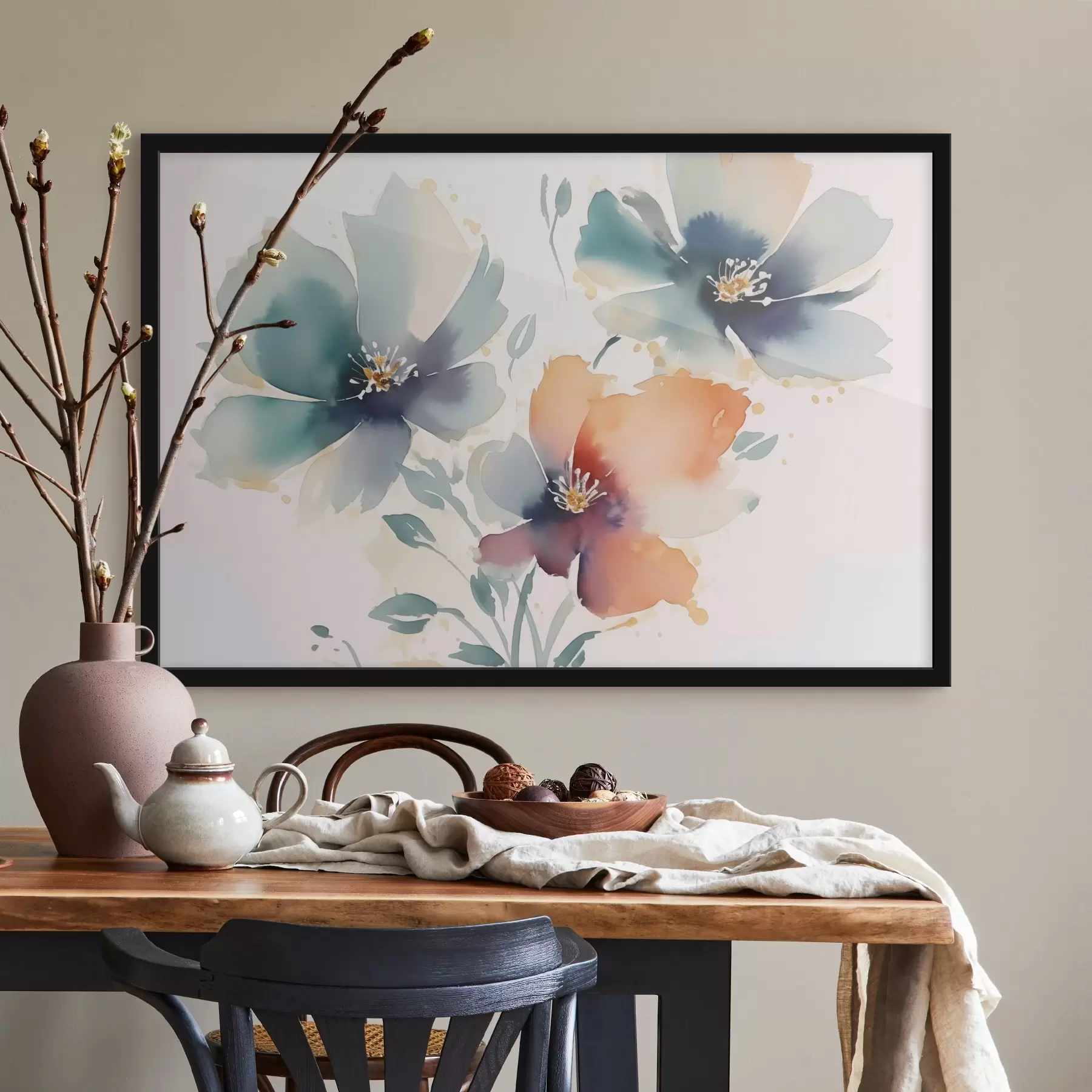 carta da parati Fiori ad imitazione dell'acquerello nr. f44424