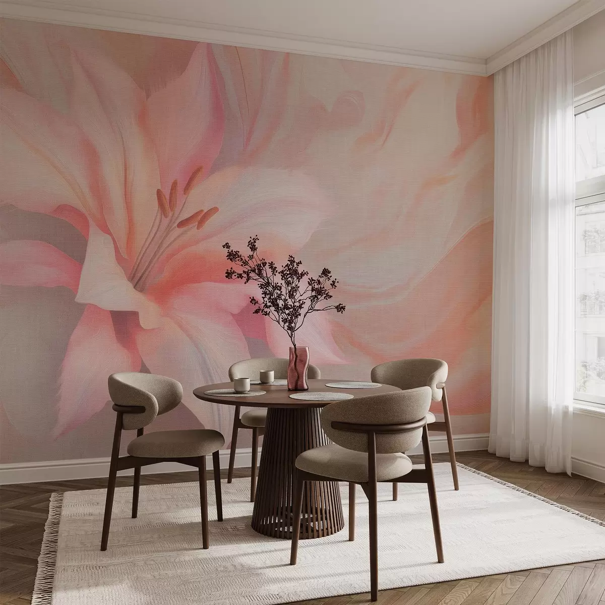 carta da parati Giglio fiore astrazione fluida, floreale, disegno colorato nr. w04006