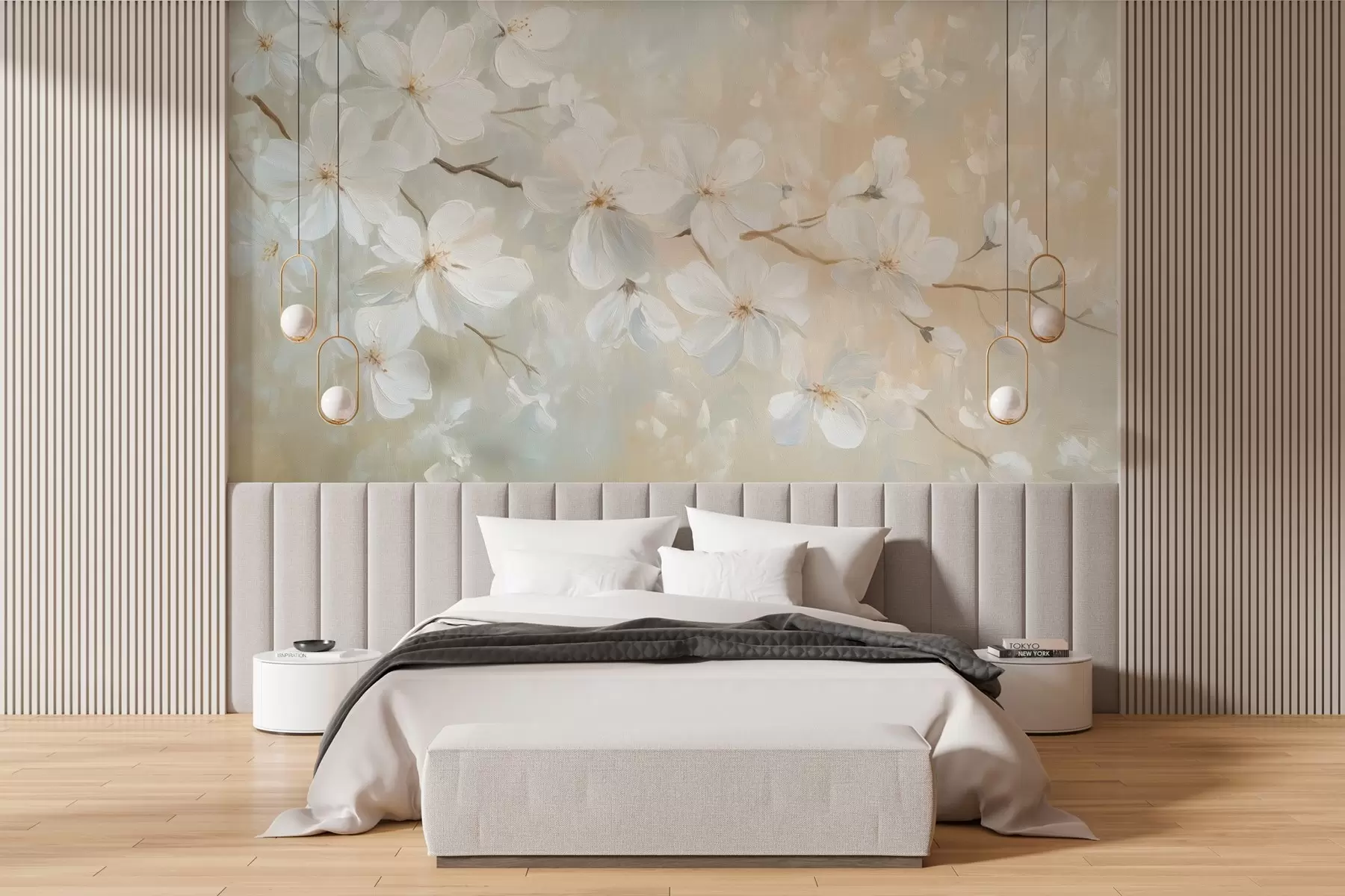 Carta da parati Floreale delicato ramo di albicocca in fiore nello stile della pittura ad olio in colori pastello n. w04029