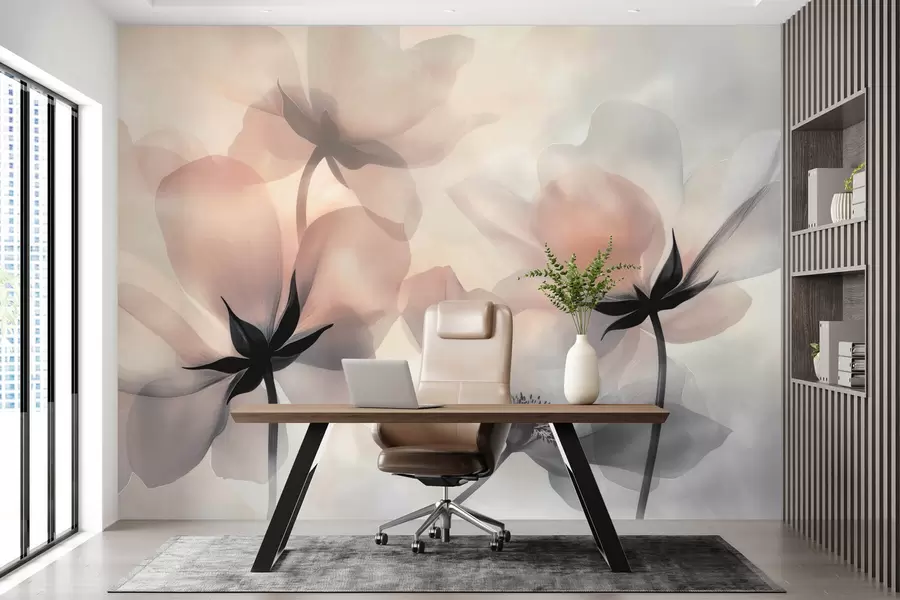 Carta da parati Floreale Fiori astratti di grandi dimensioni n. w04010