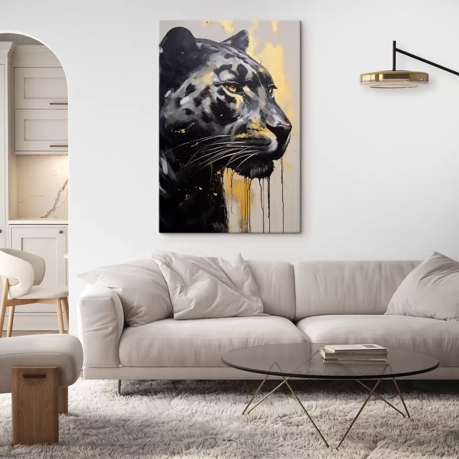 carta da parati Pantera nera con occhi gialli nr. s44493