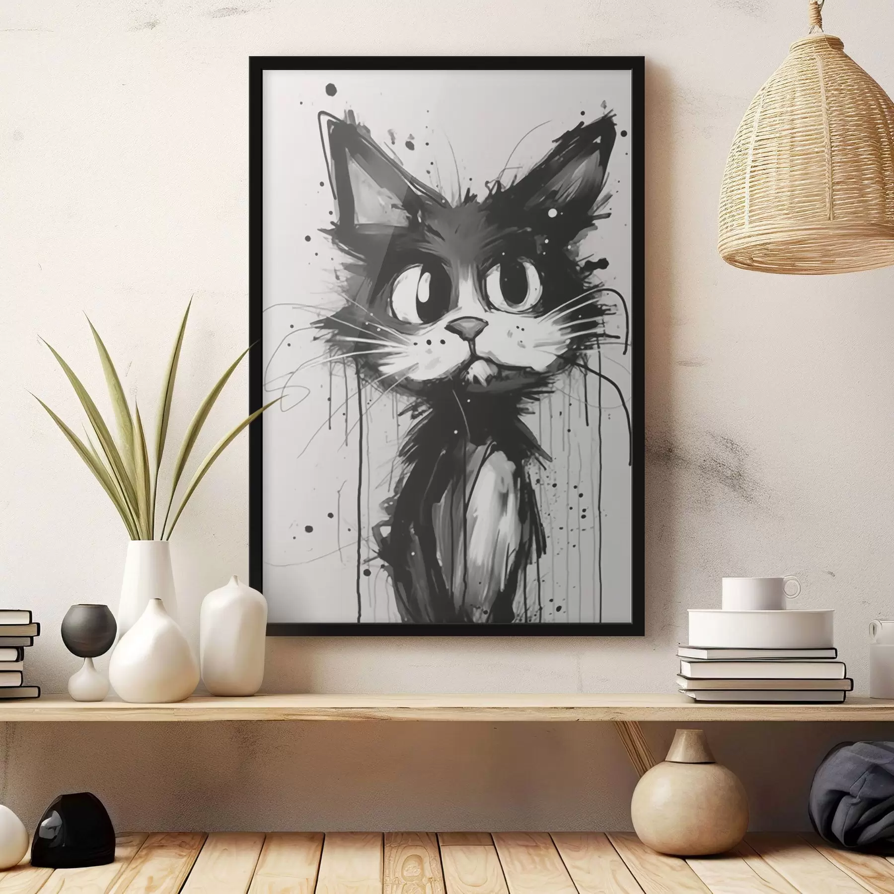 carta da parati Gatto in stile schizzo con schizzi di vernice nr. f44483