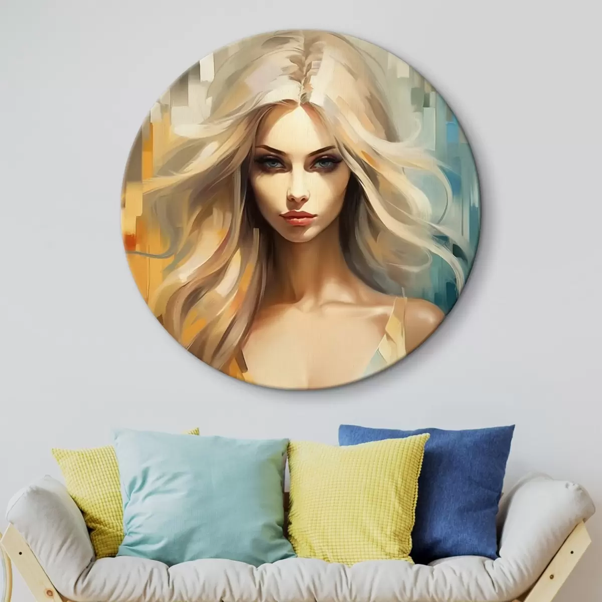 Quadri rotondi Ragazza su sfondo colorato r44494