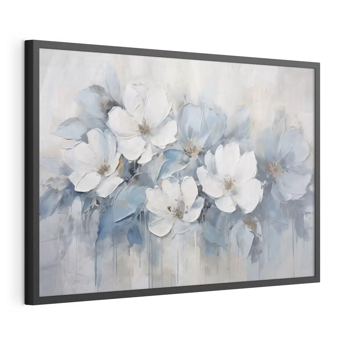 Poster Fiori bianchi su velature blu f44395