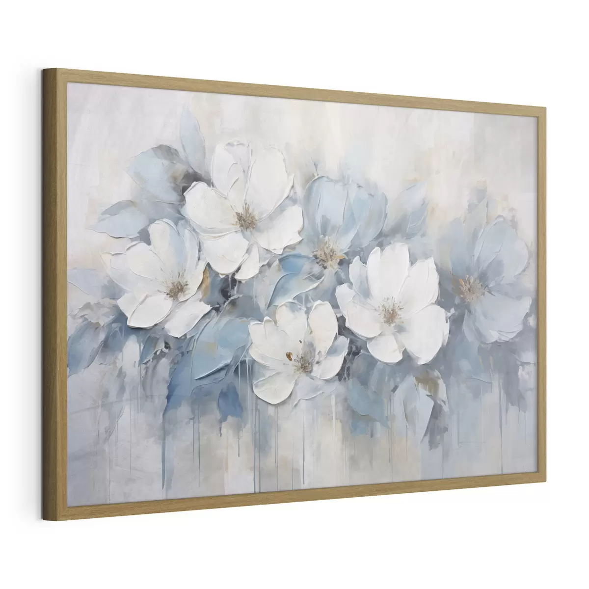 Poster Fiori bianchi su velature blu f44395