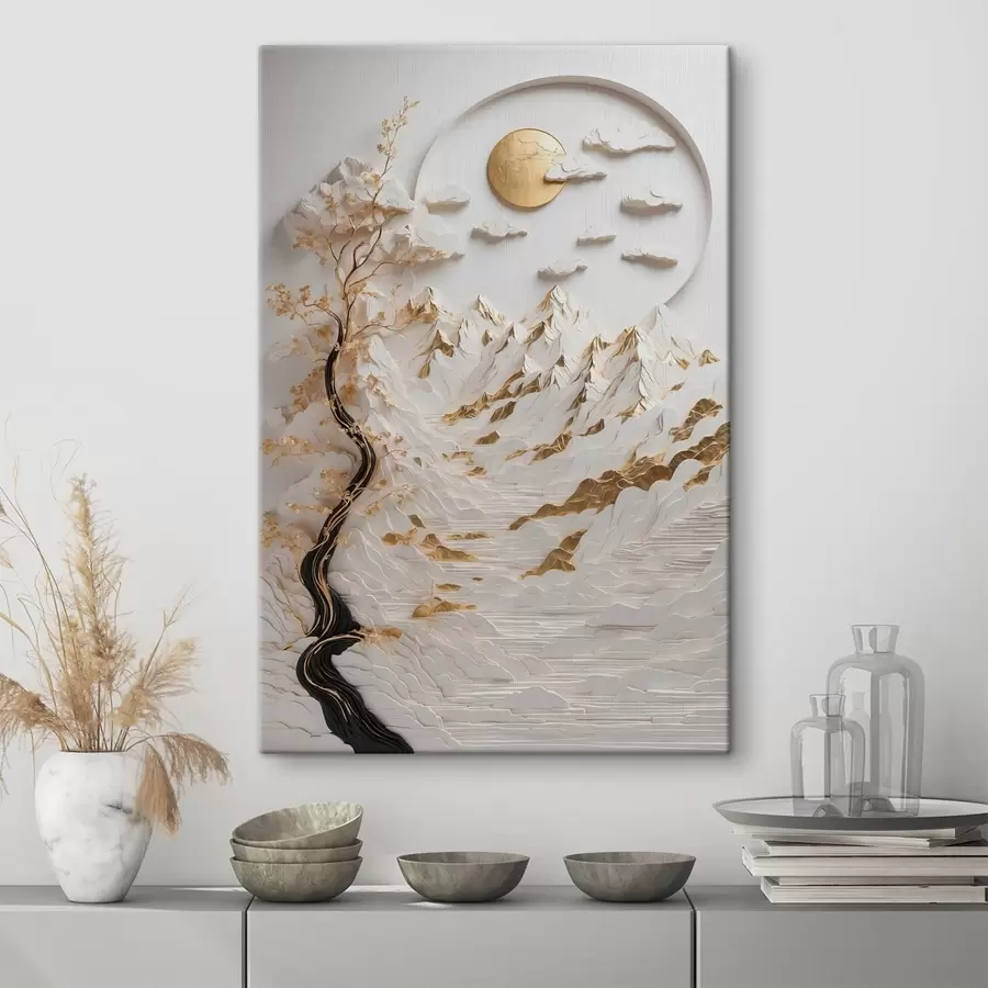 carta da parati Montagne astratte e sole nr. s44428