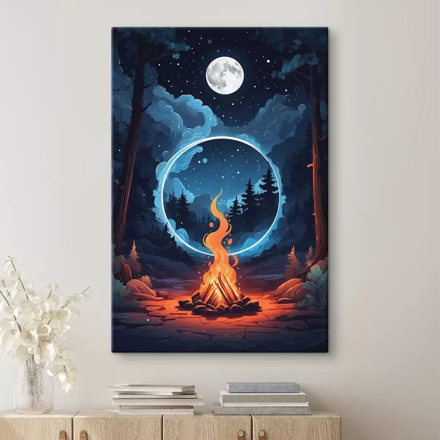 carta da parati Falò nella foresta notturna nr. s44436