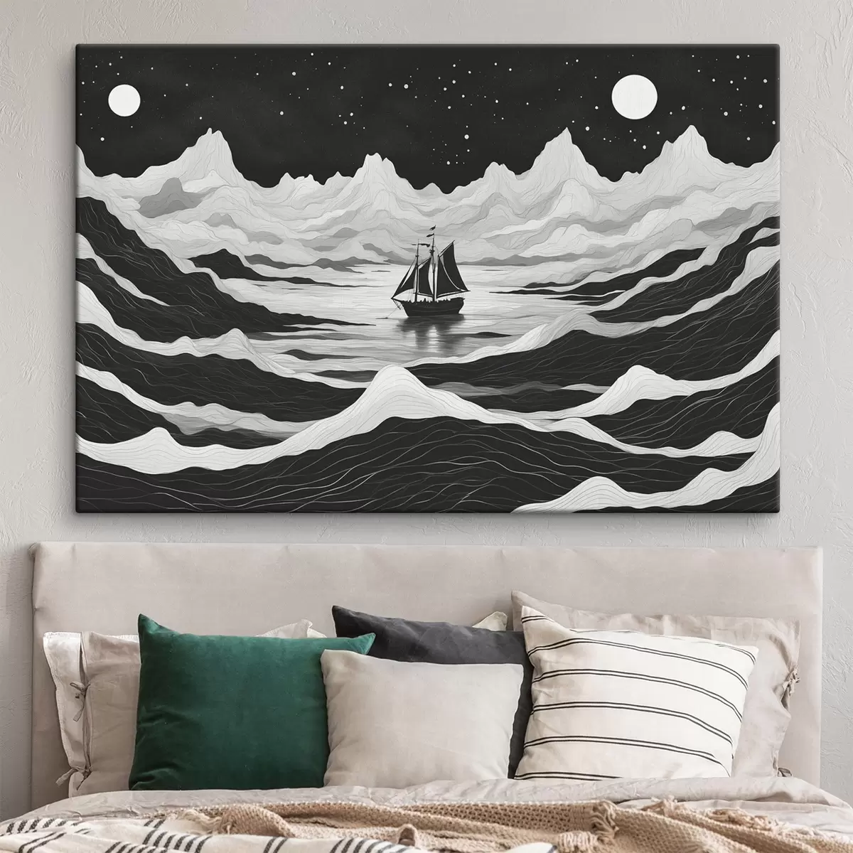 carta da parati Nave in un mare notturno e nebbioso nr. s44437
